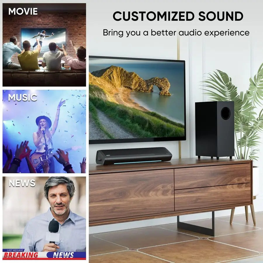 Compact 2.1 Sound Bar – Deep Bass, TV & Monitor