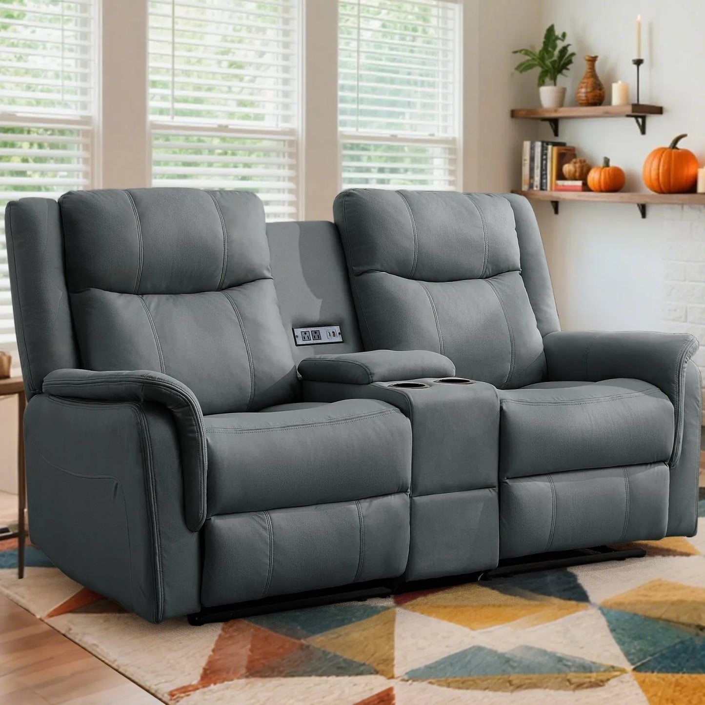 KORSER 2-Seater Loveseat Recliner – USB, Cup Holders