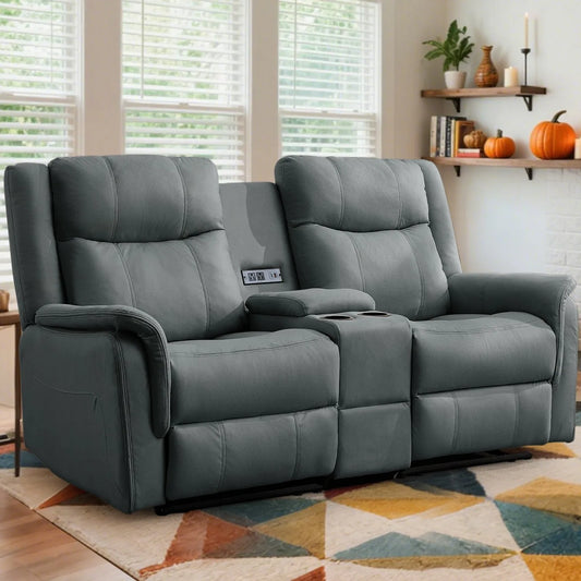 KORSER 2-Seater Loveseat Recliner – USB, Cup Holders