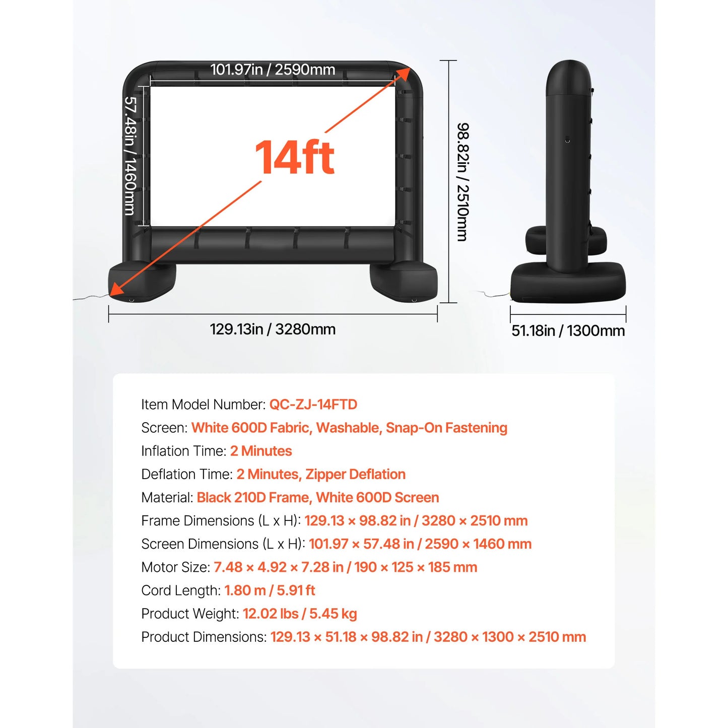 SucceBuy Inflatable Screen – 14 to 20 FT, 120W Blower