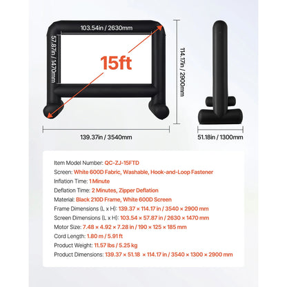 SucceBuy Inflatable Screen – 14 to 20 FT, 120W Blower