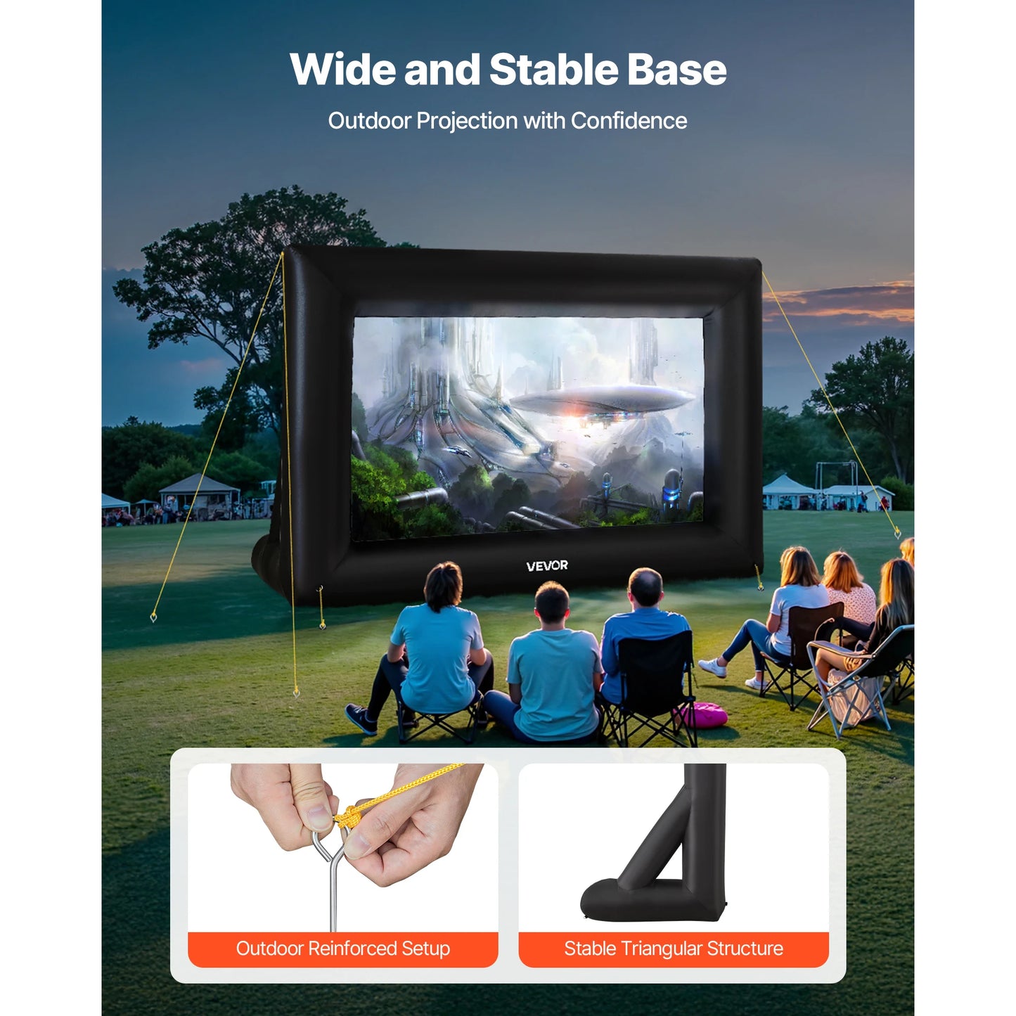 SucceBuy Inflatable Screen – 14 to 20 FT, 120W Blower