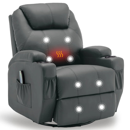 KORSER Recliner – Massage, Heat, 360° Swivel