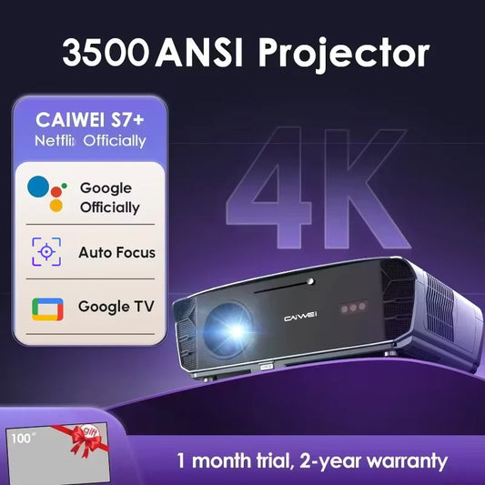 CAIWEI S7+ – 4K Ultra HD Projector, 3500 ANSI