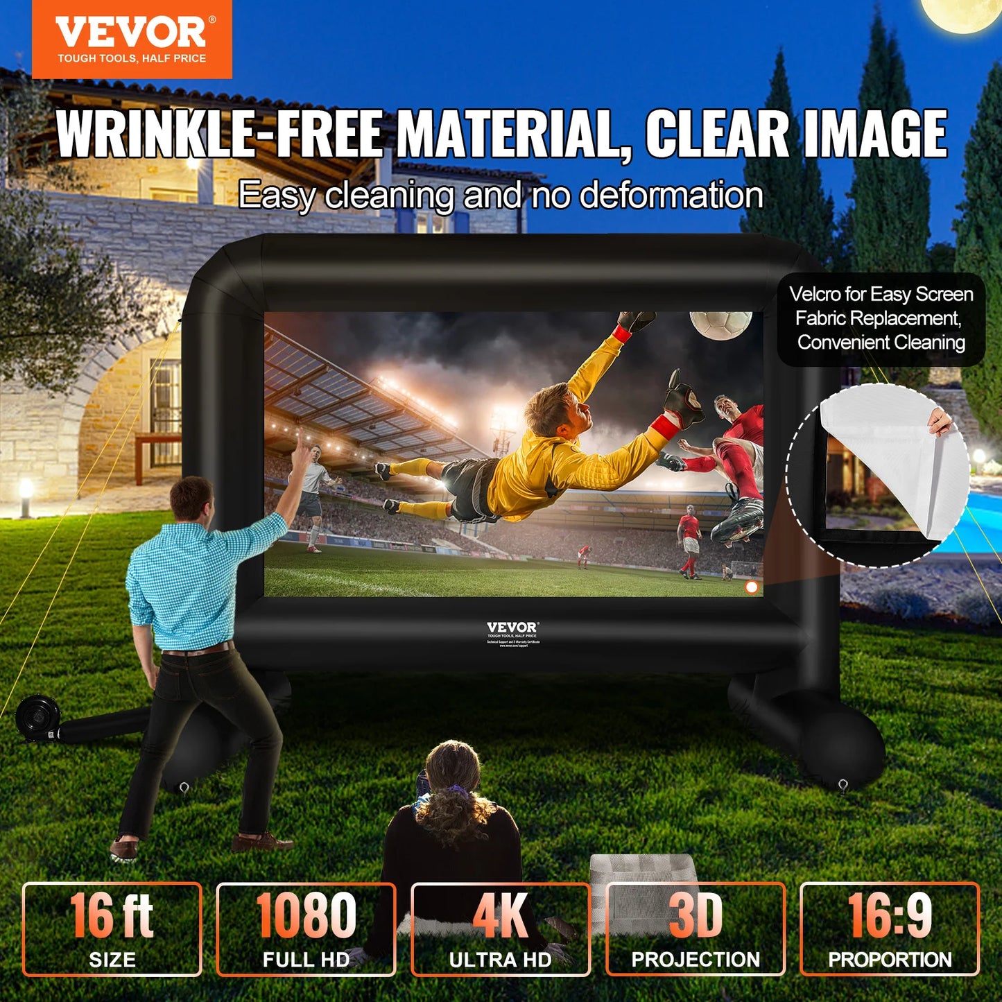 VEVOR Inflatable Movie Screen – 14/16 FT, Outdoor