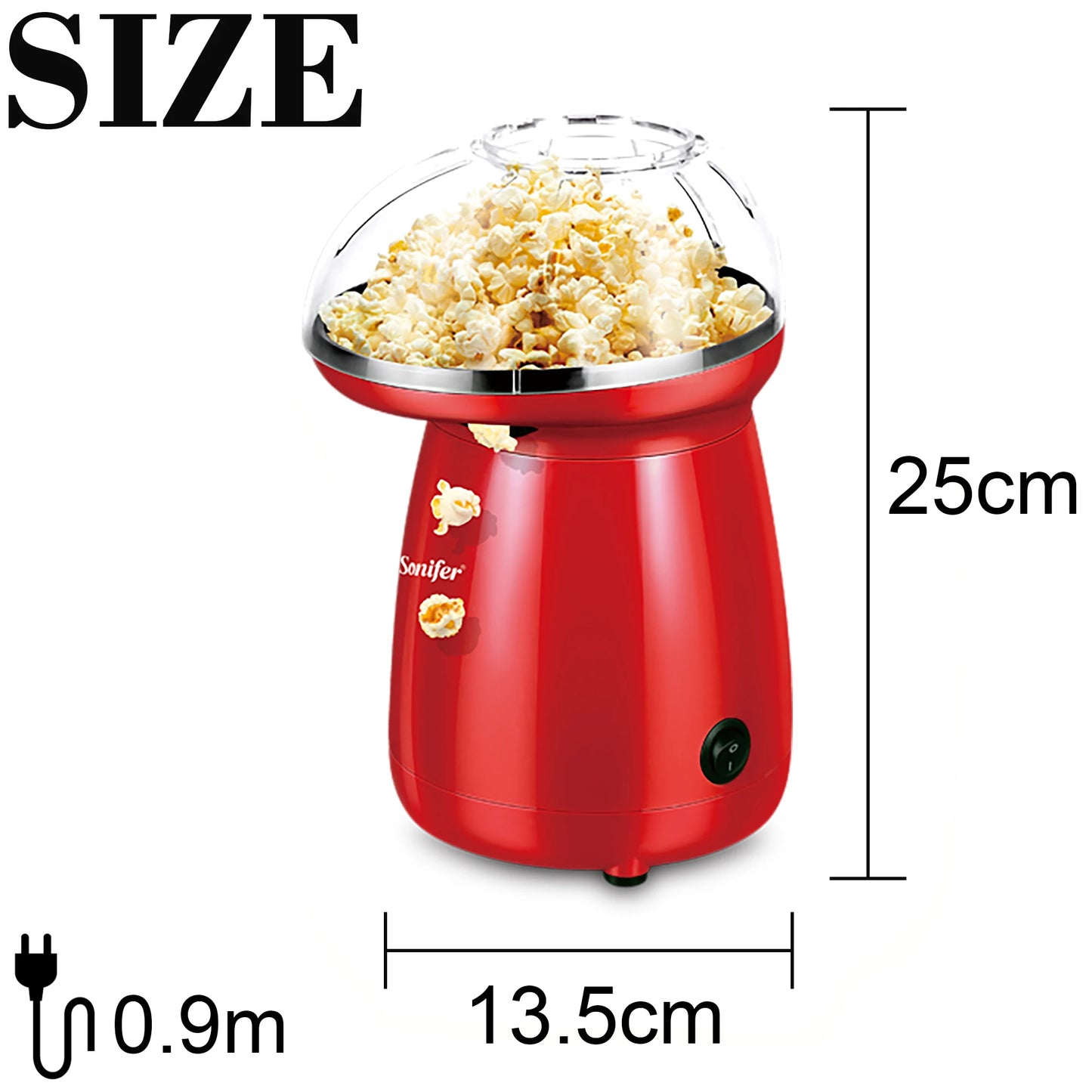 SONIFER Hot Air Popcorn – Oil Free, 2-4 Minutes