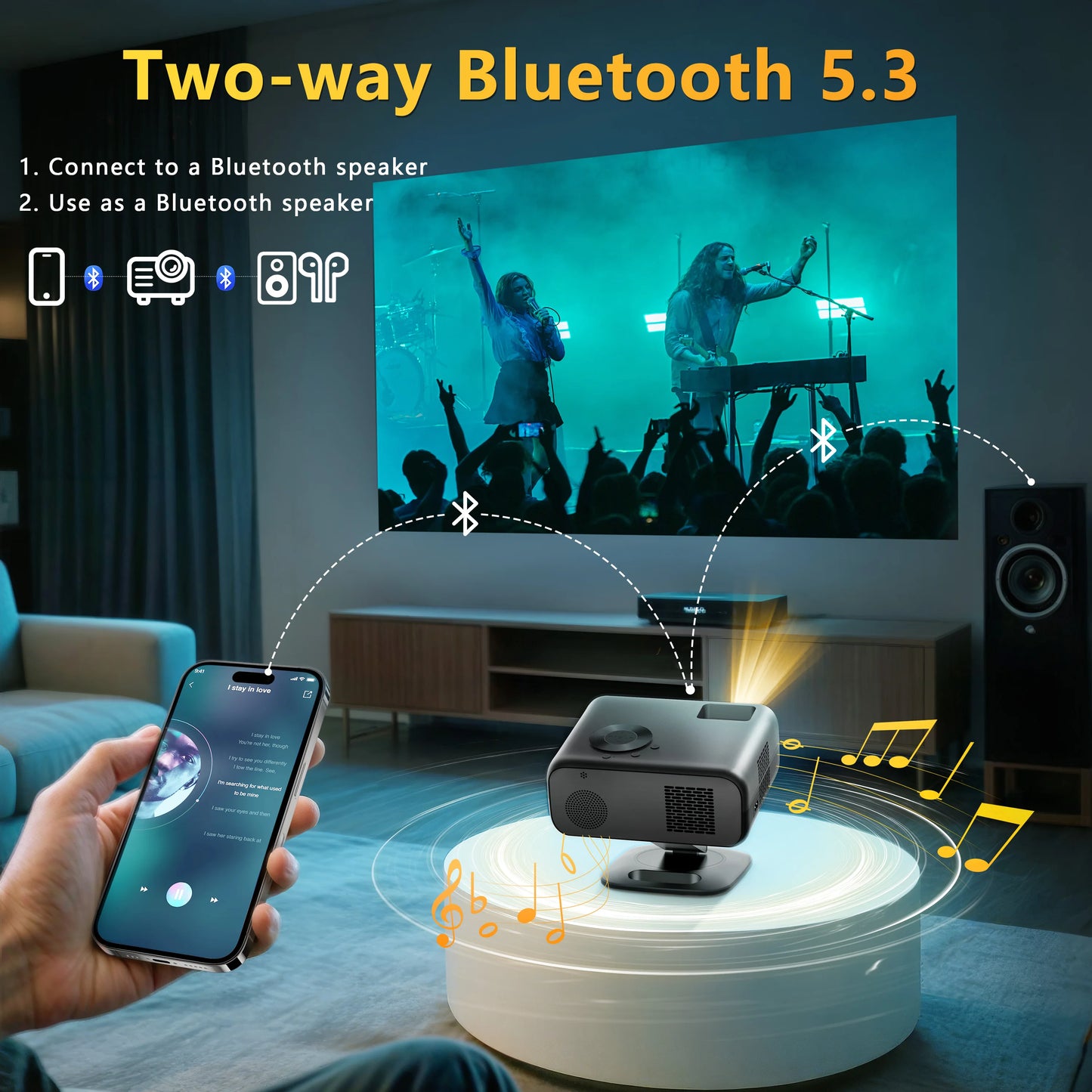 HORLAT M4 – Portable 4K Mini Projector, 64GB