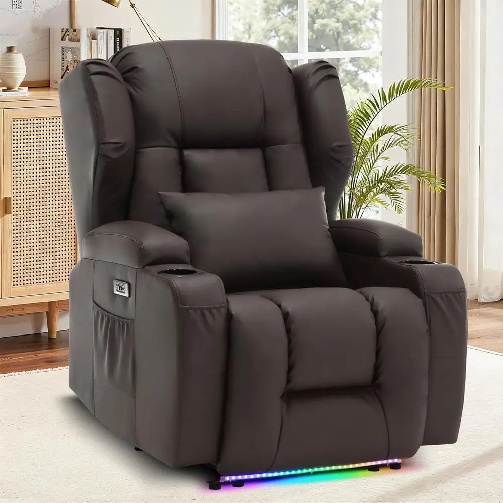 Power Reclining Sofa – Massage, Heat, LED, USB