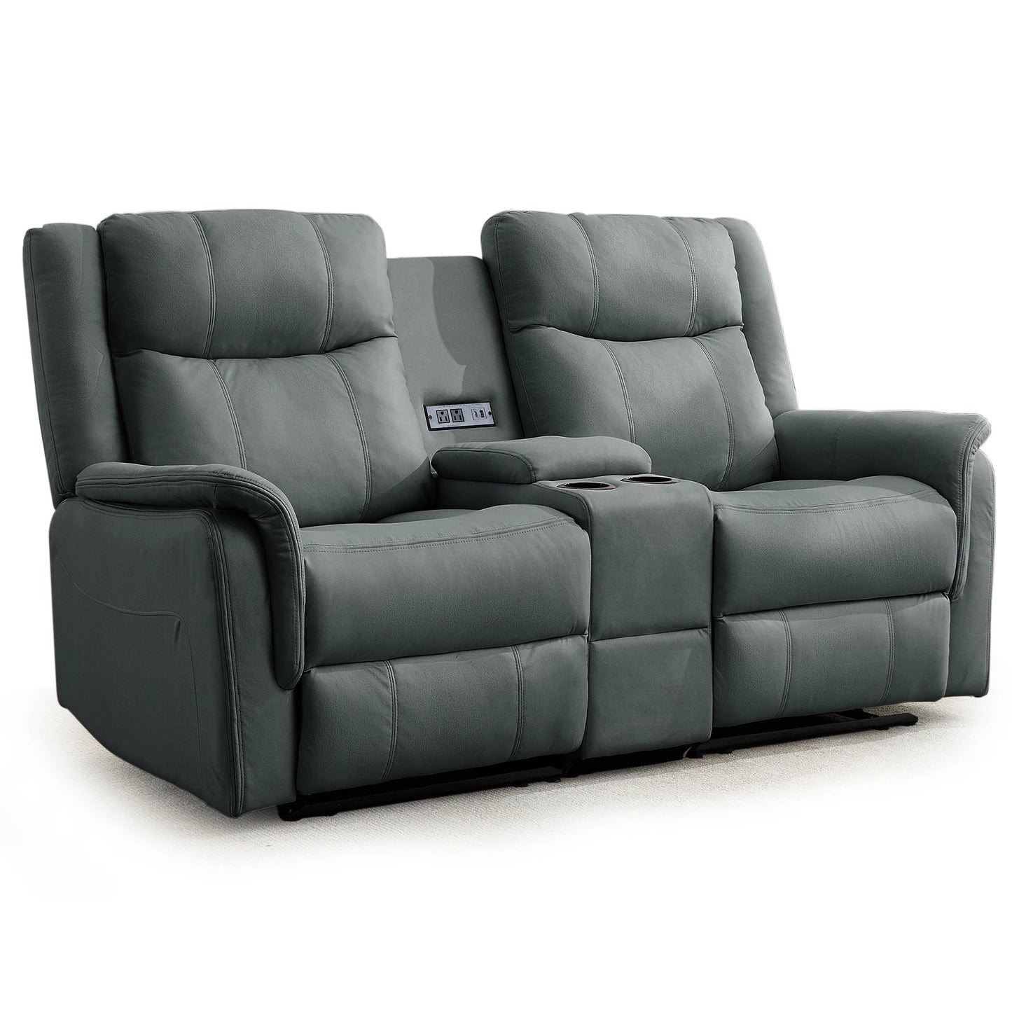 KORSER 2-Seater Loveseat Recliner – USB, Cup Holders
