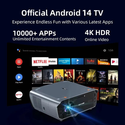 4K Projector with Android TV, Netflix, Dolby Audio, Dust-Proof