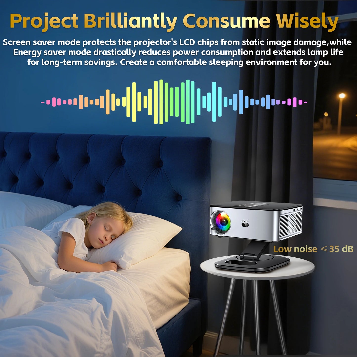 HORLAT Google TV Projector – 2000 ANSI, Voice Control