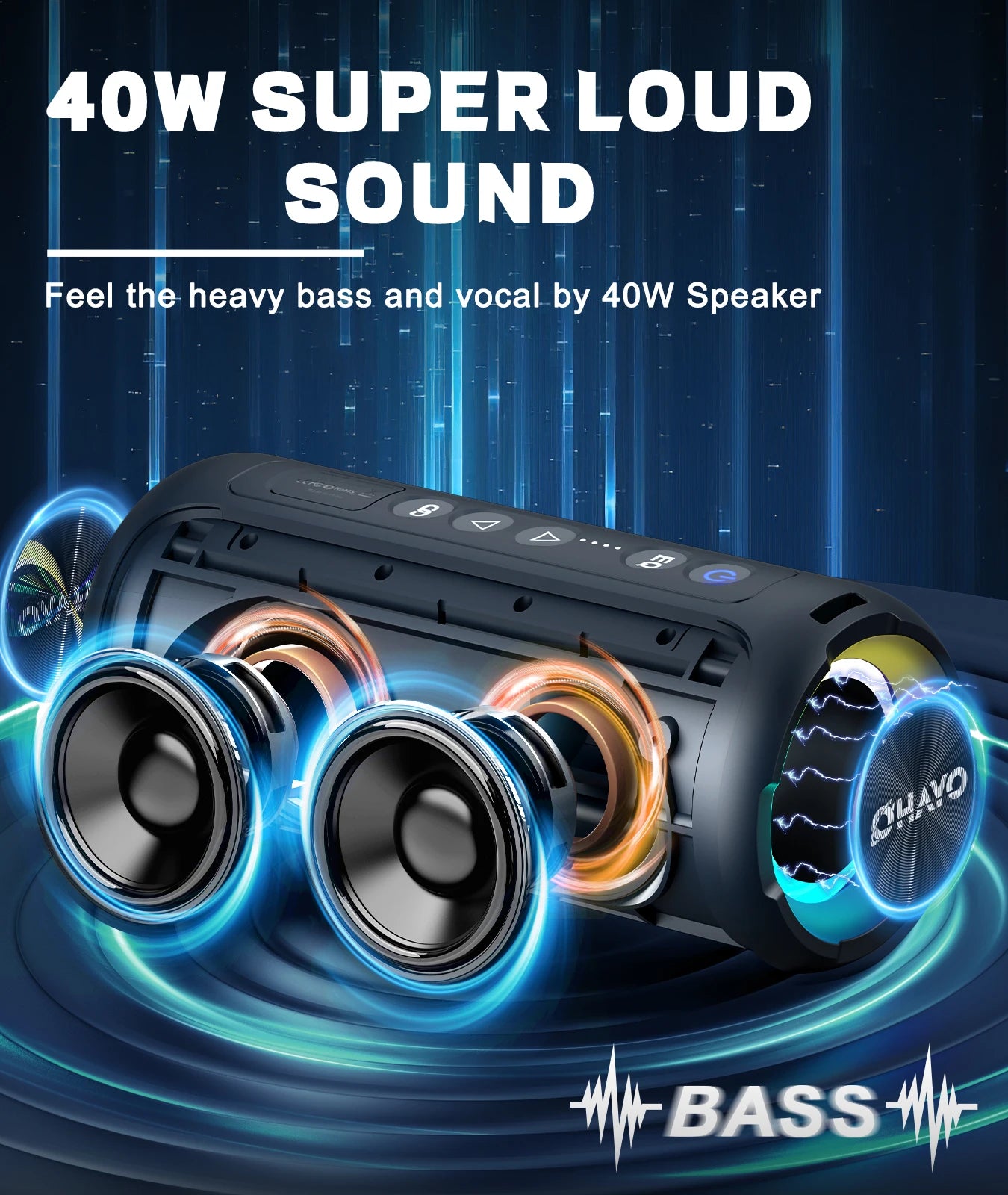 Ortizan 40W – Enhanced Bass, LED, Waterproof