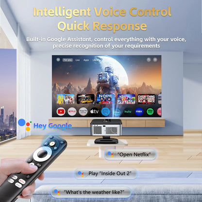 HORLAT Google TV Projector – 2000 ANSI, Voice Control