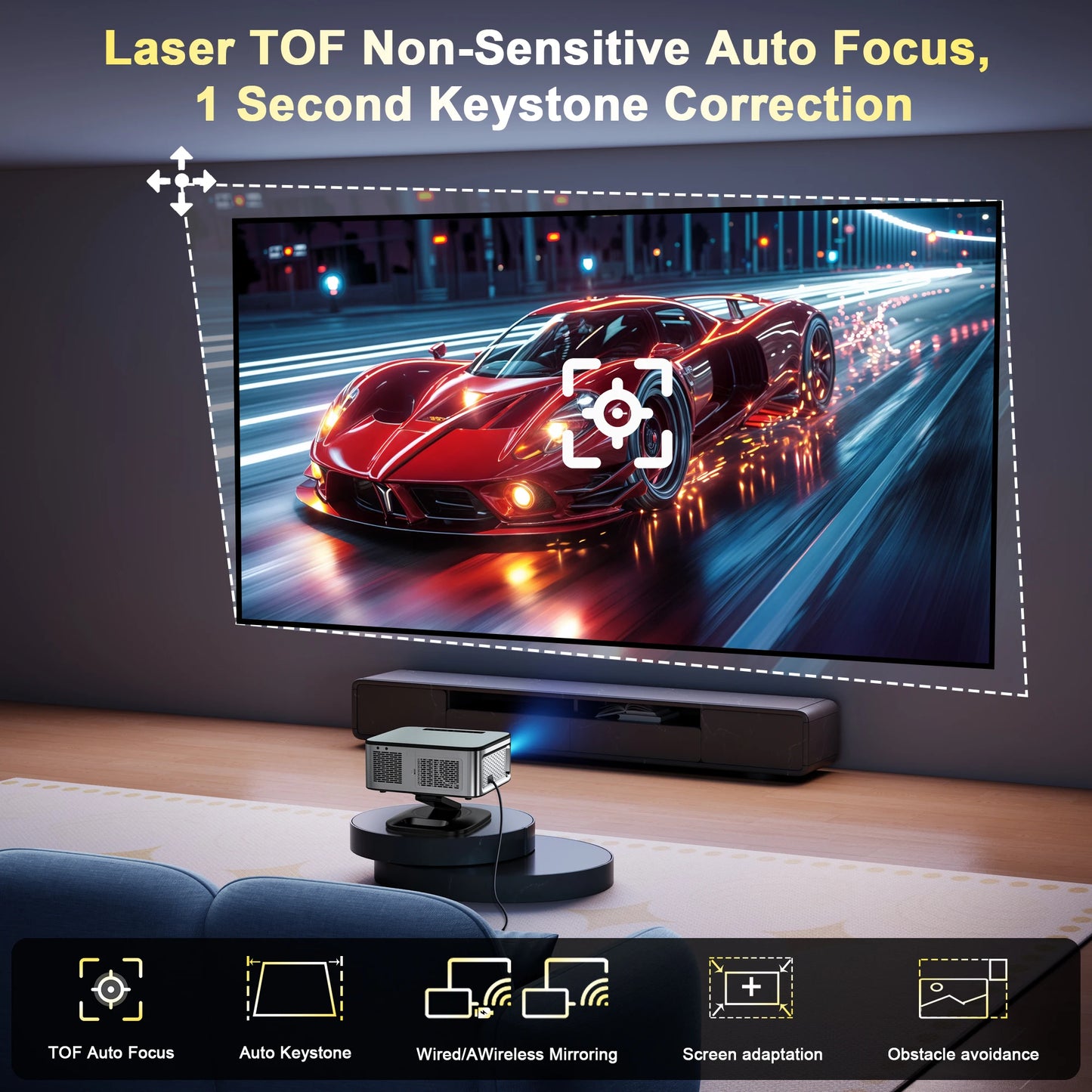 HORLAT 4K UHD Laser Projector – 3000 ANSI, Daylight