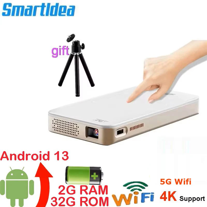 Smartldea Mini DLP 4K – Android 13, Pocket Size