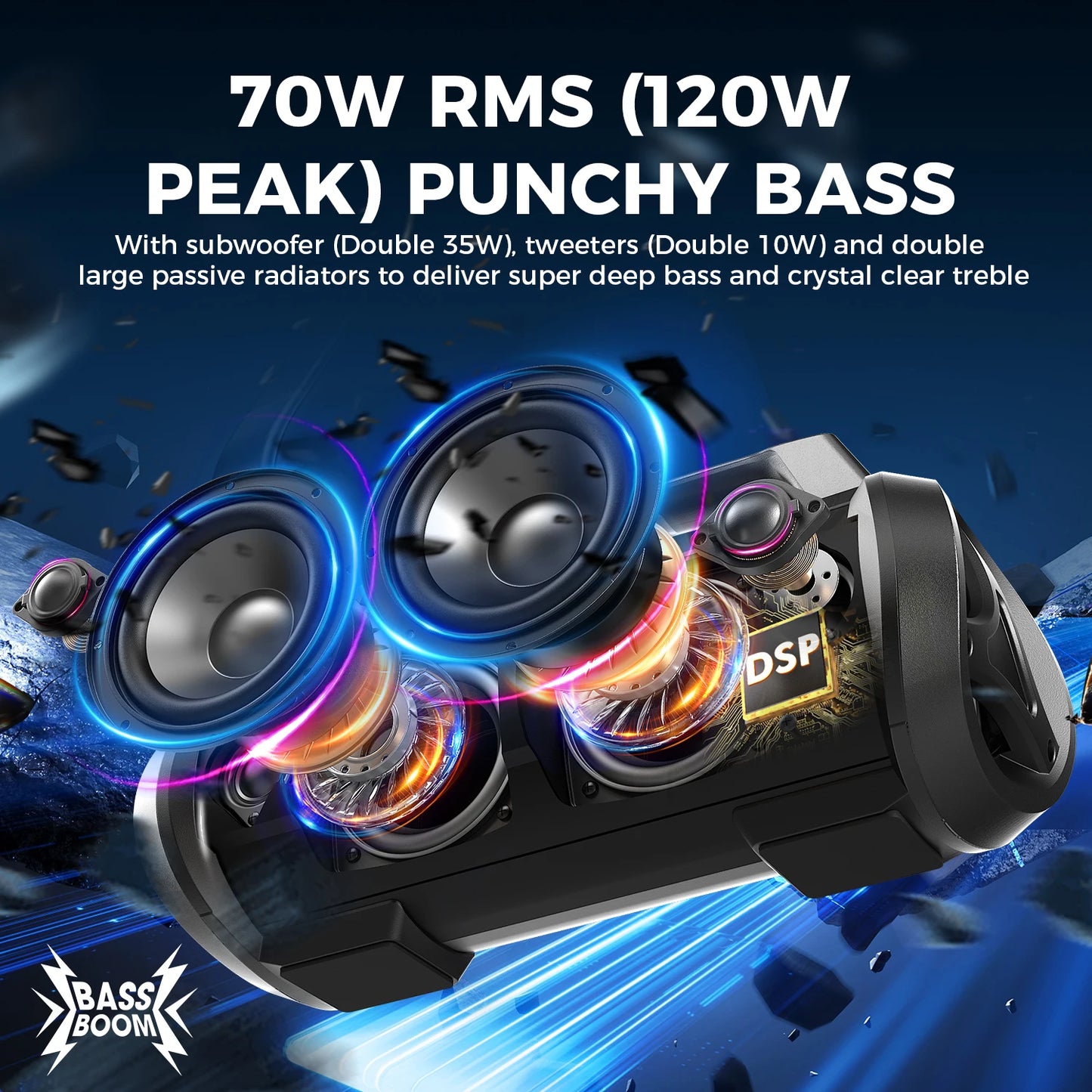 W-KING 70W – IPX6 Portable Wireless Speaker