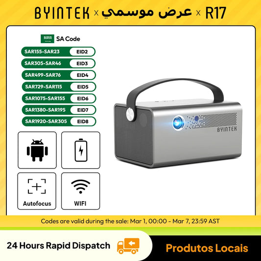 BYINTEK R17 – 750 ANSI DLP Mini, 4K 3D, Battery