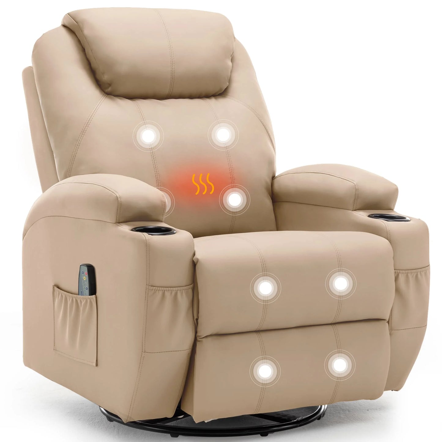 KORSER Recliner – Massage, Heat, 360° Swivel