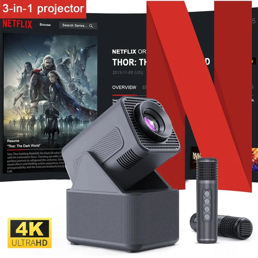 Mini Karaoke Projector – Dual Mic, Outdoor Theater