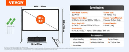 SucceBuy Screen with Stand – 100/120/150 inch, 4K HD