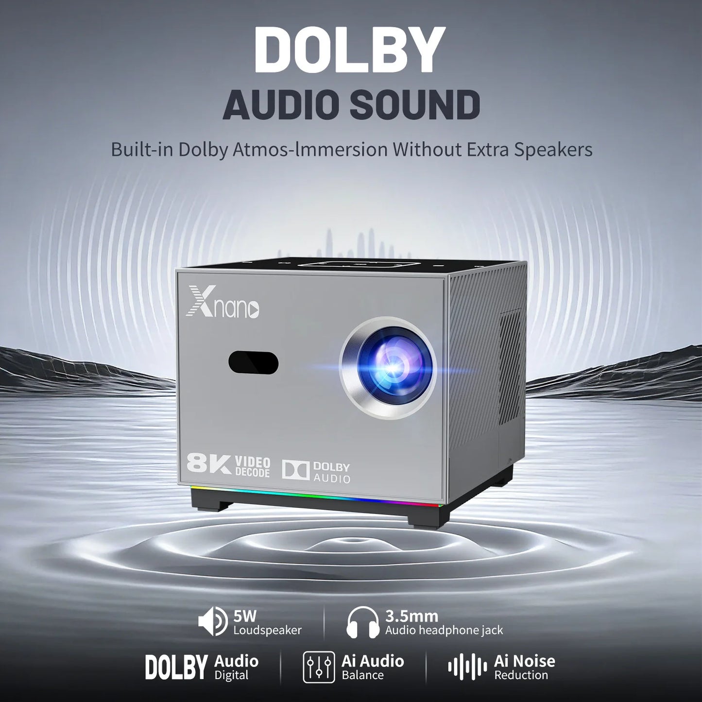 Portable LED Projector – WiFi, BT, Voice Remote