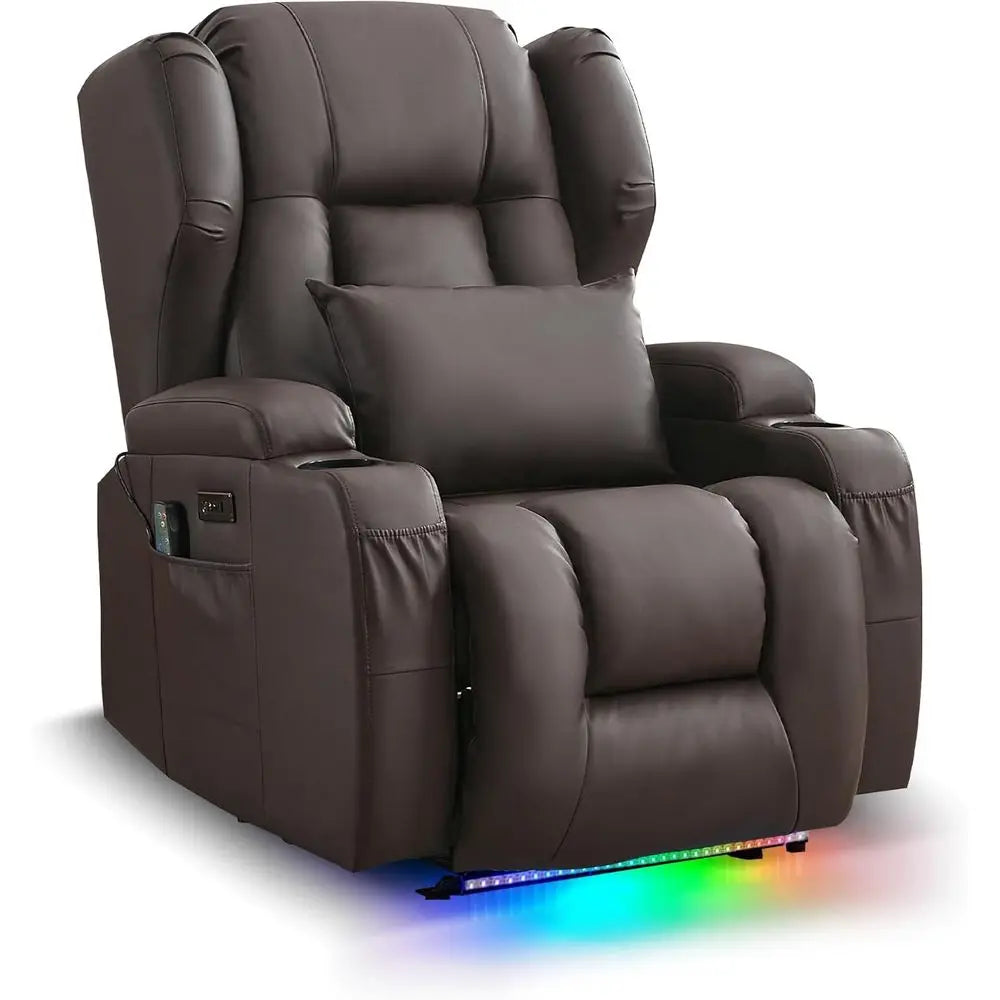 Power Reclining Sofa – Massage, Heat, LED, USB