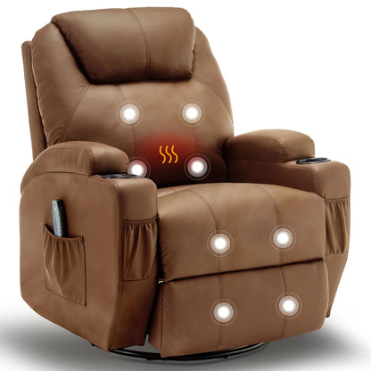 KORSER Recliner – Massage, Heat, 360° Swivel