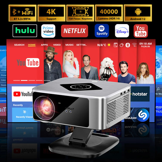 HORLAT 4K Projector – Android TV, 2000 ANSI, 3D