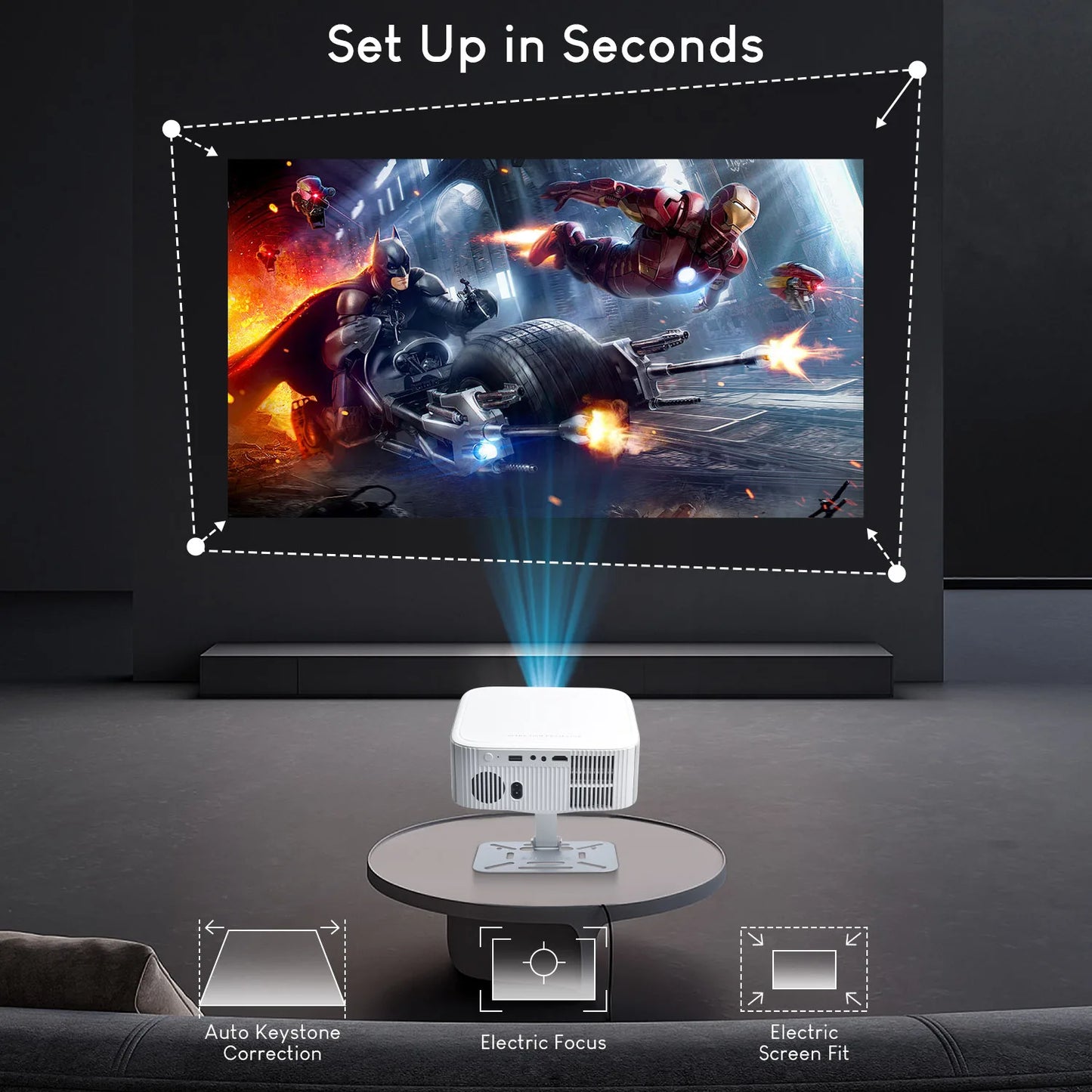 Salange 1080P Projector – Android 13, 4K, Auto Keystone