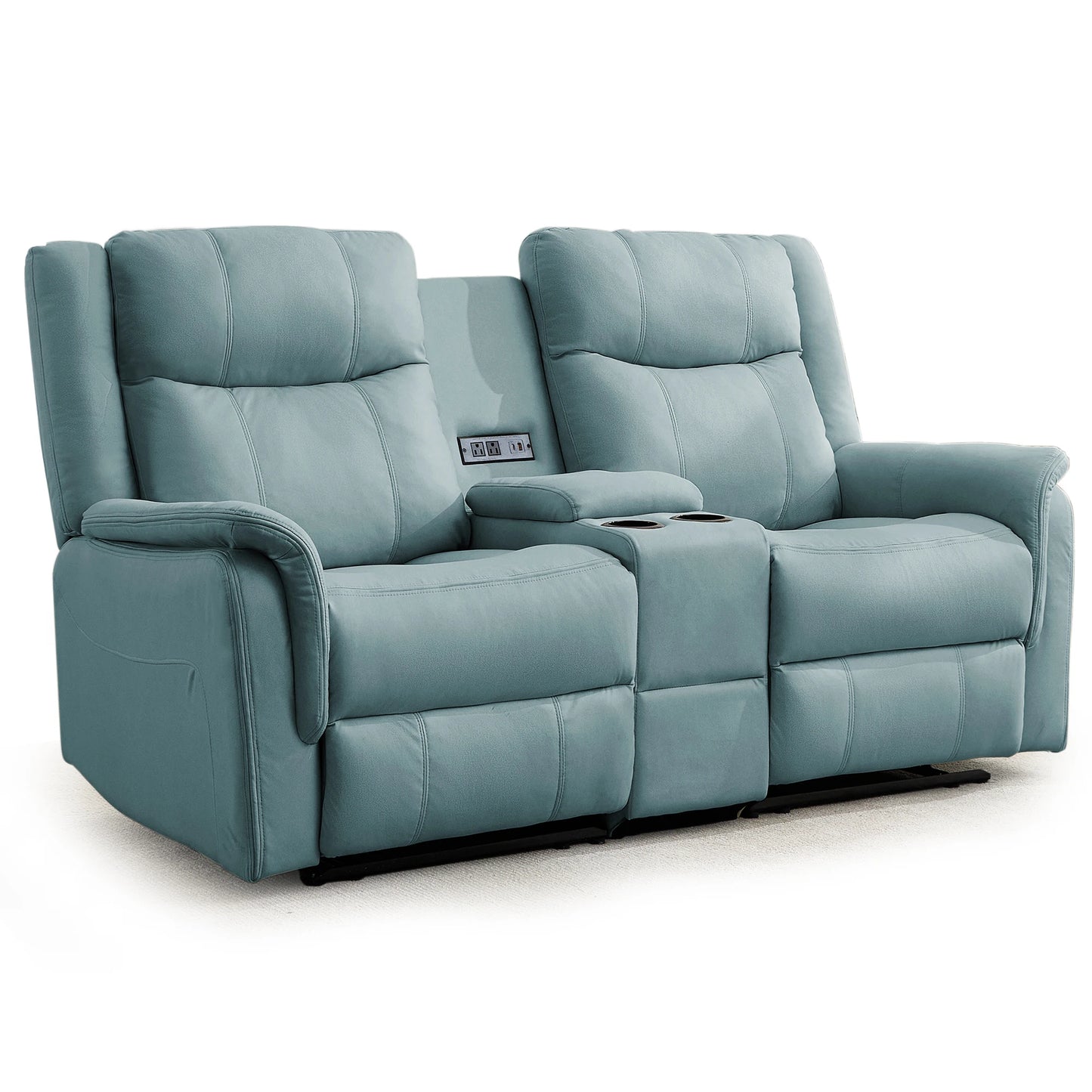 KORSER 2-Seater Loveseat Recliner – USB, Cup Holders