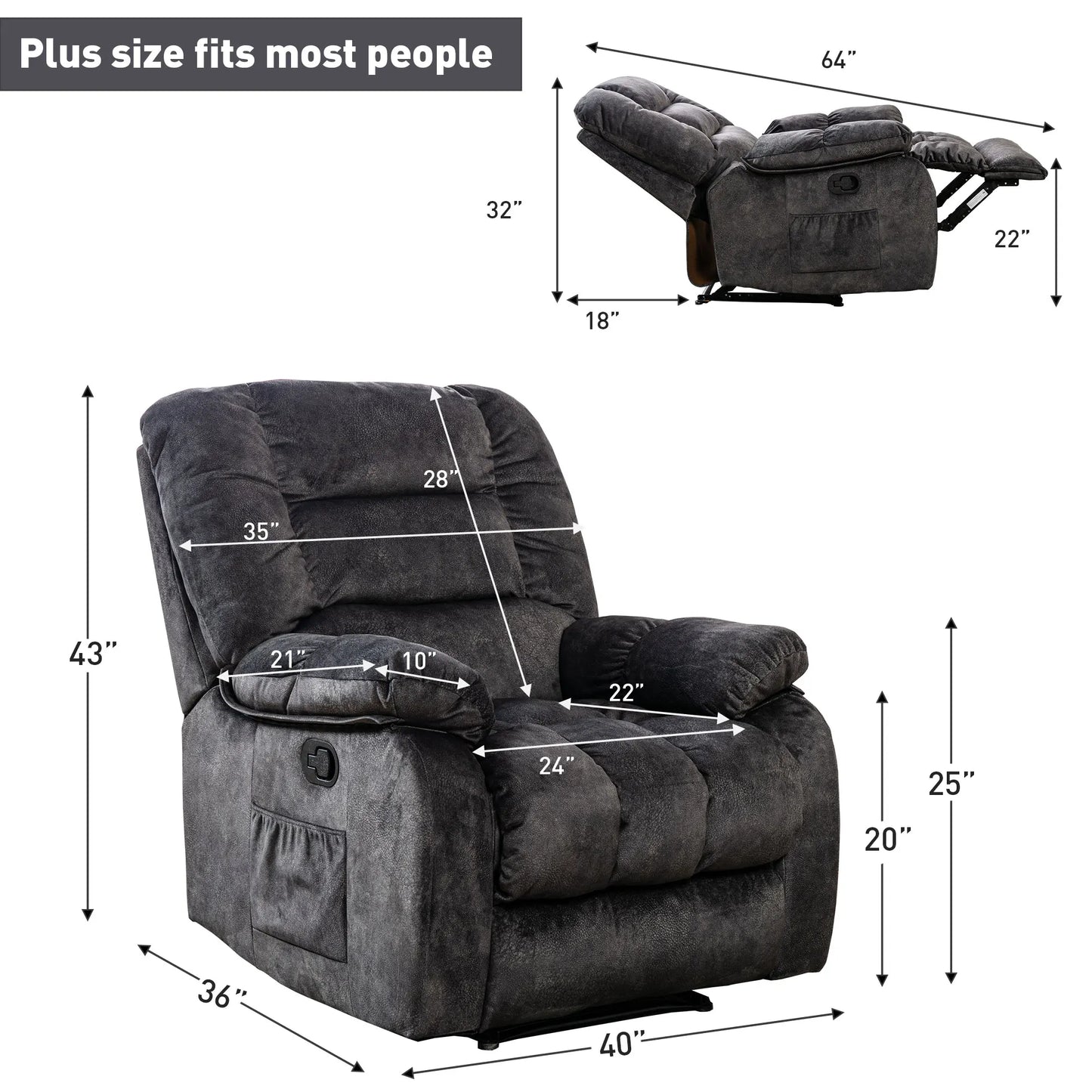 EBELLO Manual Massage Sofa – Heating, Fabric