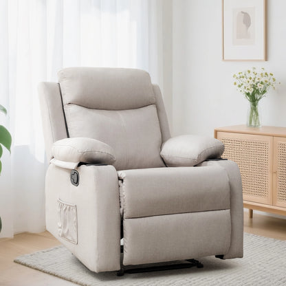 KORSER Small Recliner – Manual, Cup Holder, Linen