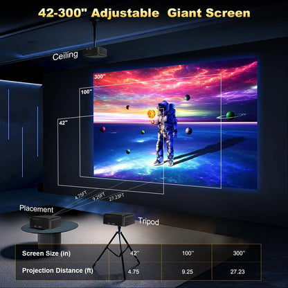 DESS 4K Projector – Auto Focus, Voice Control, 1500 ANSI