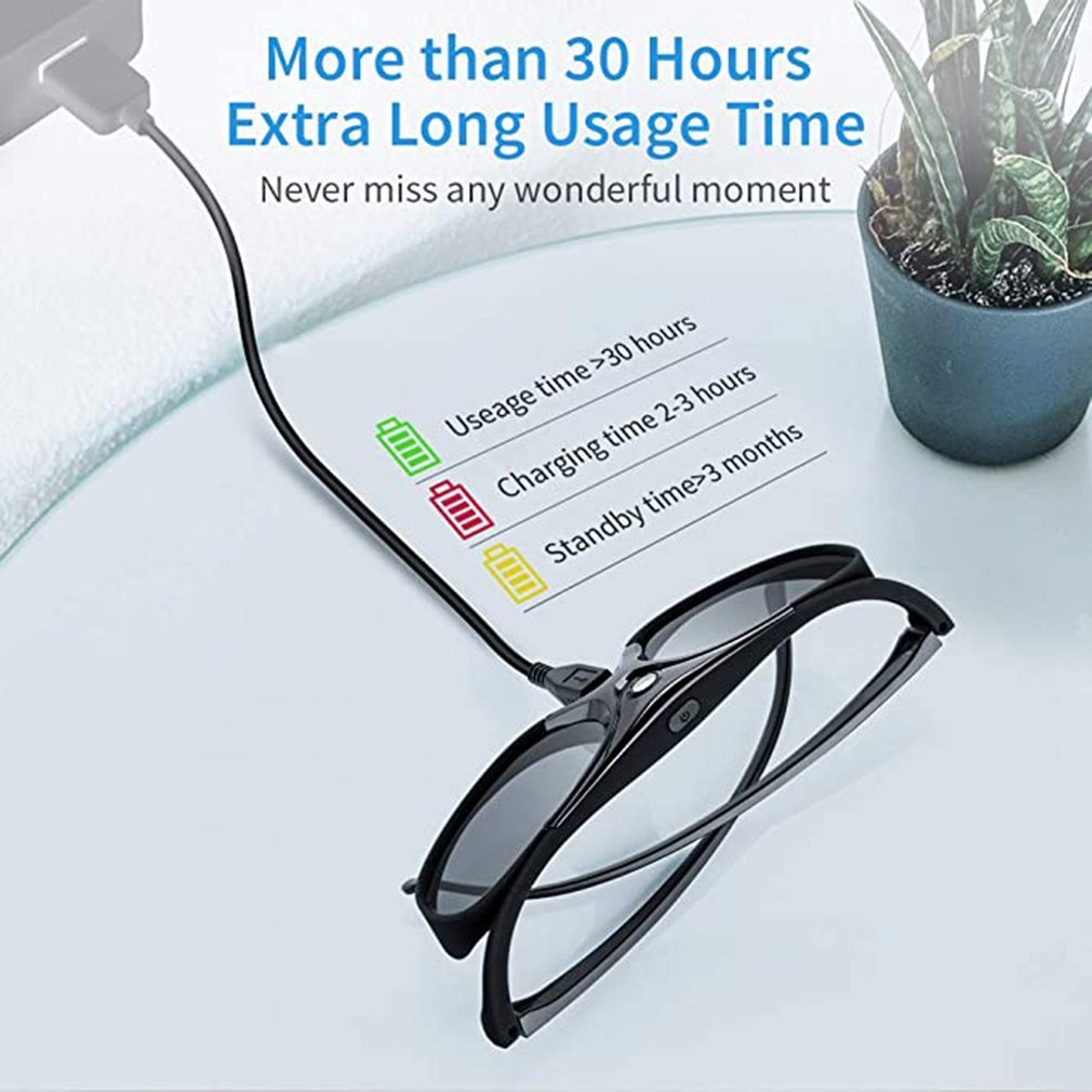 DLP Link 3D Glasses Active Shutter Eyewear Rechargeable Glasses